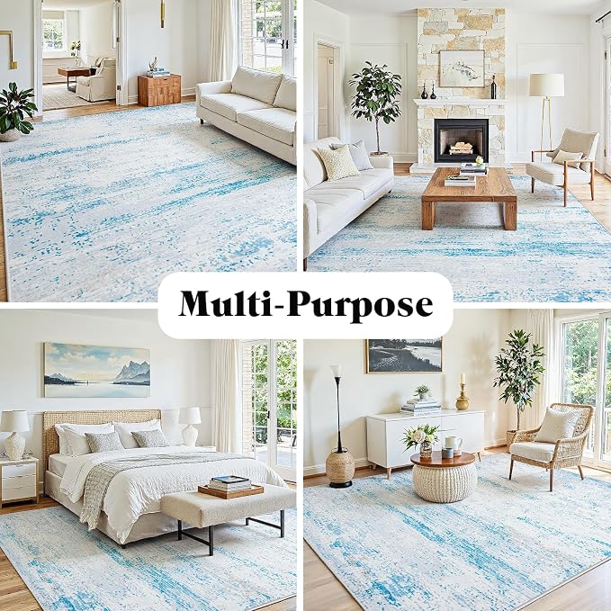 10x14 Area Rugs Washable Rug: Anti-Skid Abstract Modern Living Room Rug Soft - Image 3