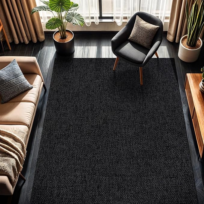 CAMILSON Easy Jute Rug 6x9, Indoor Outdoor Dark Gray Black Farmhouse Area Rugs - Image 7