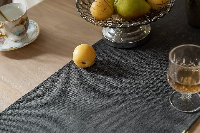 Graphite Grey Table Runners 60 Inches Long, Burlap Linen Style Rustic Farmhouse - Image 5