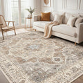 8x10 Washable Area Rug: Vintage Neutral Soft Non Slip Thin Large Floor Carpet by MICGEEK