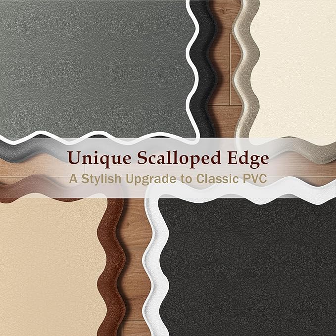 Arenarug Scalloped Yellow Gray Kitchen Mats Rugs Sets of 2 Cushioned Anti - Image 2