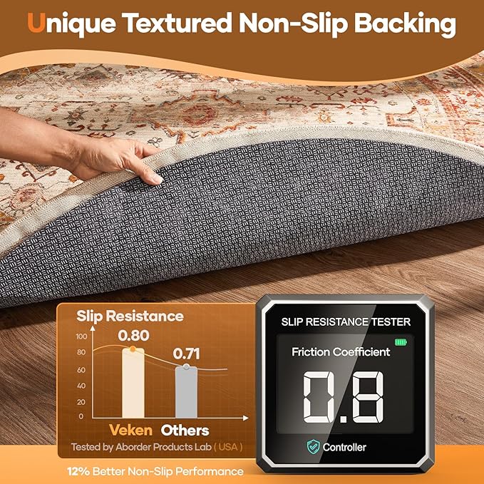 Veken 4 Ft Round Non Slip Cushioned Rug Pad Gripper, Felt and Silicone Backing - Image 3