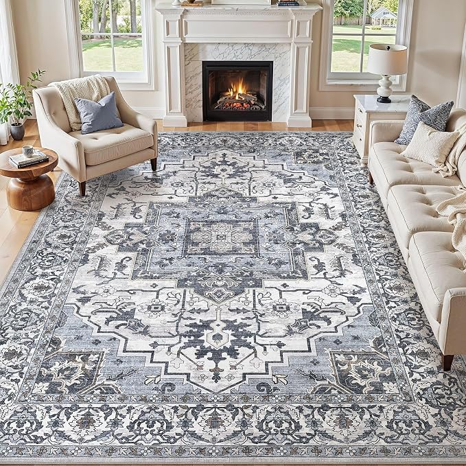 9x12 Area Rugs Living Room: Washable Vintage Rug Large Non-Slip Stain Resistant by JessibouAreaRug