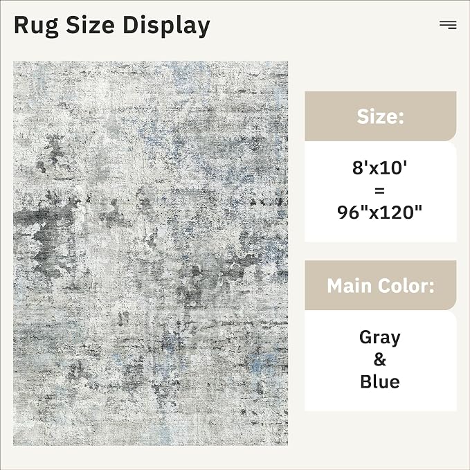 Soalmost Abstract Rug 8x10 Large Living Room Rugs Neutral Modern Washable Area - Image 5