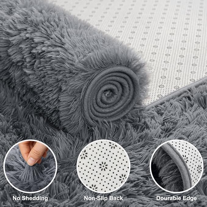 Shag Area Rugs for Bedroom Living Room, 6X9 Ultra Soft Fluffy Area Rugs for Dorm - Image 4