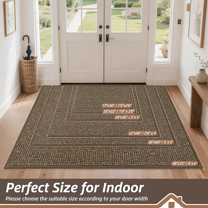 BEQHAUSE Dirt Trapper Door Mat 20" x 32", Non-Slip Washable Doormats Entrance - Image 2