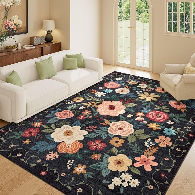 DUKINO 9x12 Area Rug, Floral Rugs - Image 3