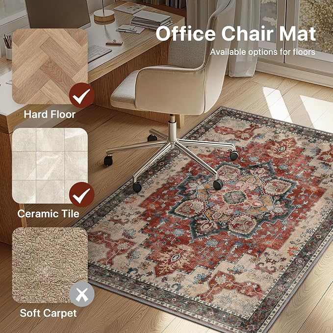 36"x60" Office Chair Mat for Hardwood Tile Floor, Under Desk Carpet Protector - Image 3