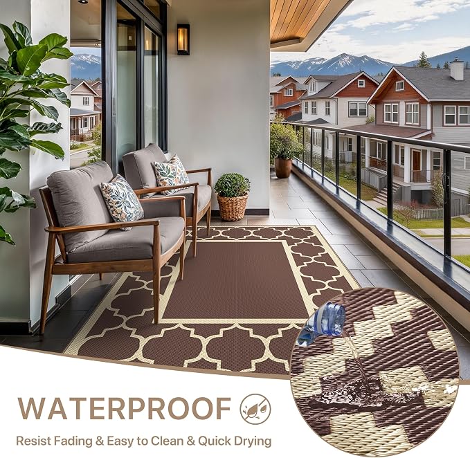 GENIMO 9' x 12' Outdoor Rug Waterproof - Image 5