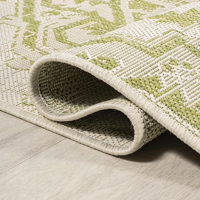 JONATHAN Y Boho Medallion Indoor Outdoor Runner Rug 2X10 Cream/Green, Estrella - Image 5