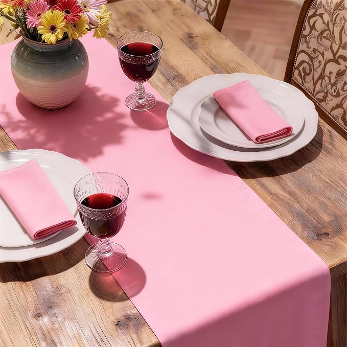 MEANMOY Pink Table Runner 36 Inches Long Waterproof Washable Table Runners | - Image 6