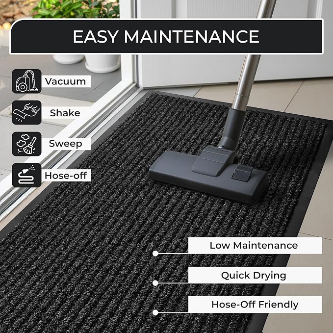 2 Pack Charcoal Commercial Door Mat 3'x5' Heavy Duty Industrial Floor Mat - Image 3