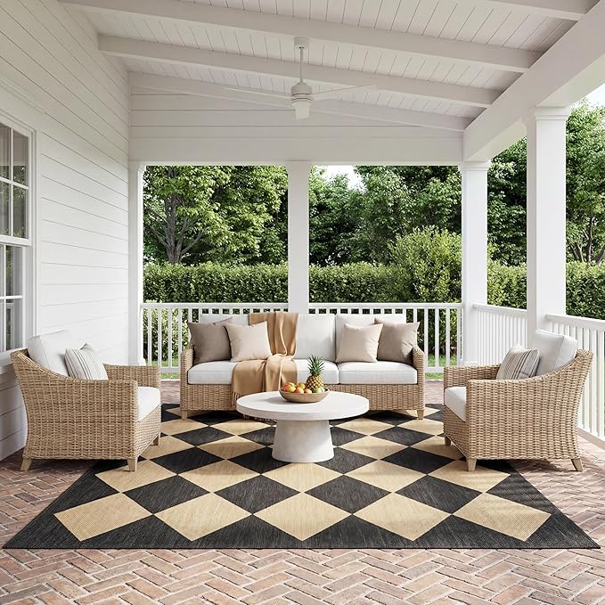 Nuloom Outdoor Performance Collection Sabina Dark Grey/Ivory, High Traffic by nuLOOM