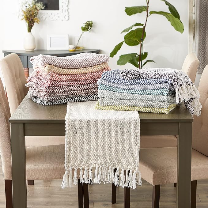 DII Woven Basics Collection 100% Cotton Knit Table Runner, Pale Mauve - Image 6