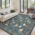 Soalmost Dog 6x9 Area Rugs for Living Room, Machine Washable Animal Floral by Soalmost