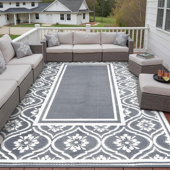 HUGEAR Outdoor Rug 8x10 Patio Waterproof Mat Camping Carpet Outside Area Rug by HUGEAR