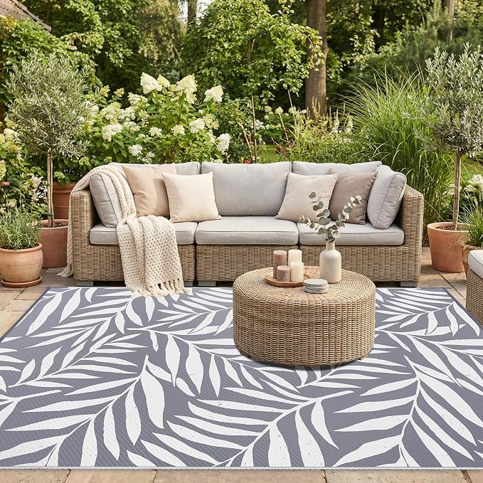 Smiry Outdoor Rug 9x12 ft, Waterproof Reversible Plastic Straw Rugs, Outdoor - Image 5