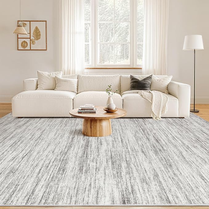 Nakagishi 5x8 Area Rugs Living Room: Washable Large Vintage Rug Neutral - Image 4