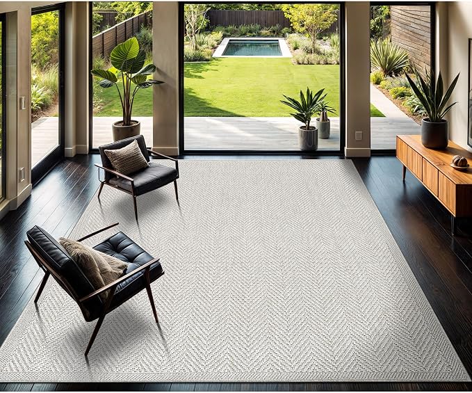 CAMILSON Easy Jute Rug 10x14, Indoor Outdoor Off-White Color Fiber Area Rugs - Image 9