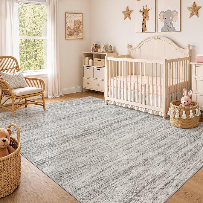 Nakagishi 6X8 Area Rugs Living Room: Washable Large Vintage Rug Neutral - Image 7