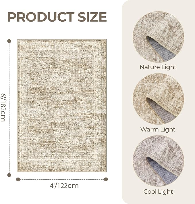 Area Rugs 4x6 for Living Room, Non-Slip Backing Small Kids Rugs for Bedroom - Image 2
