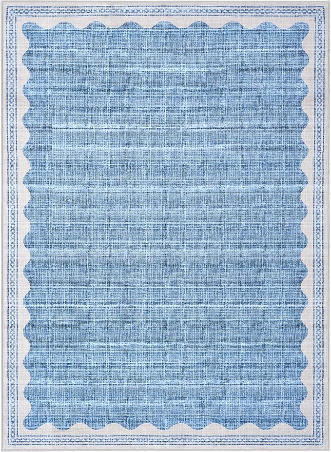 GarveeHome Scalloped Blue Washable Rugs 10x13 Rug - Image 4