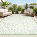 JONATHAN Y Vintage Filigree Indoor Outdoor Area Rug 4X6 Cream/Green, Madrid by JONATHANY
