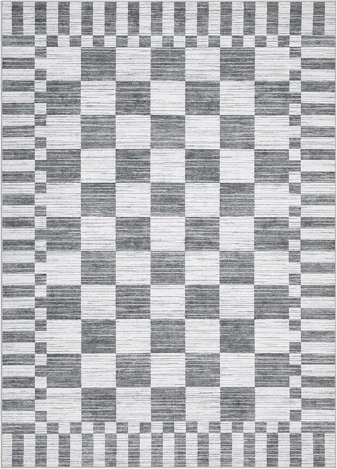 GarveeHome Grey Checkered Rug 5×7 Area Rugs - Image 4
