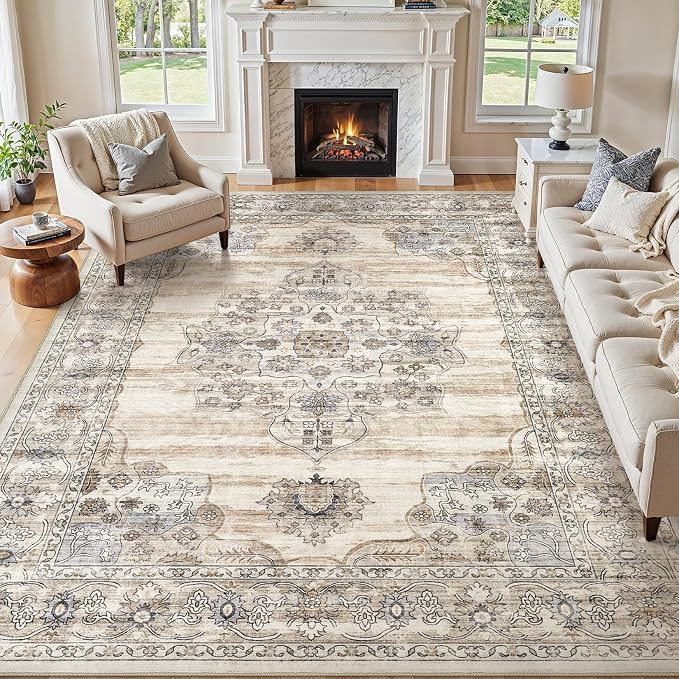 Washable 8x10 Area Rug for Living Room & Dining Room by JessibouAreaRug