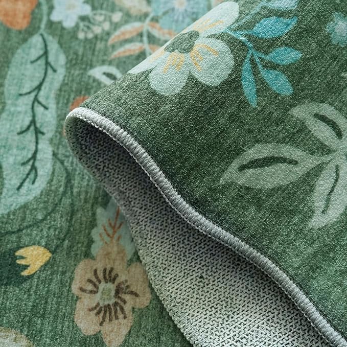 Washable Floral 2x3 Area Rug: Indoor Soft Scalloped Carpet - Image 3