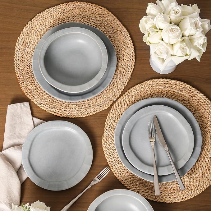 Stone Lain Oasis 12-Piece Dinnerware Set Stoneware, Dishwasher and Microwave - Image 3