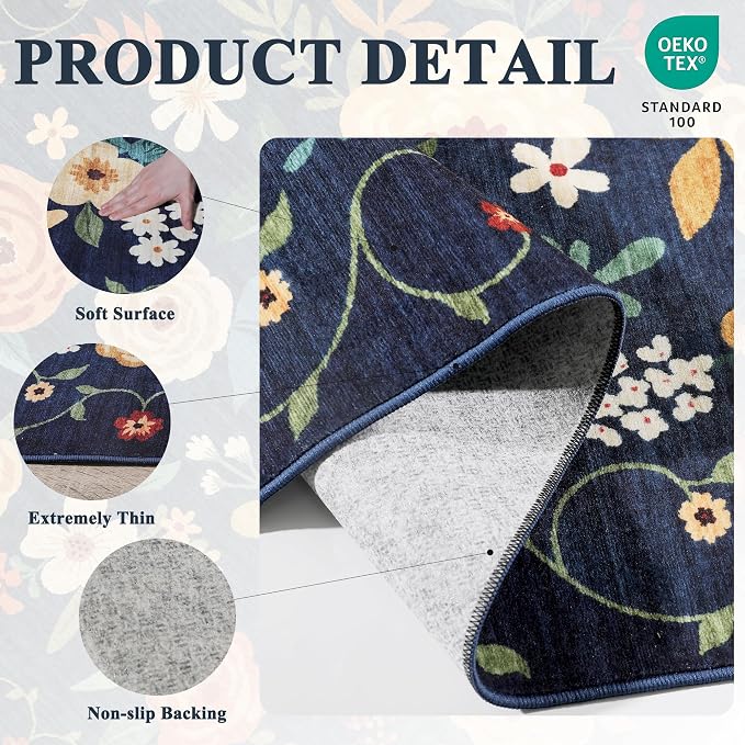 DUKINO 5x7 Area Rug, Floral Rugs - Image 4