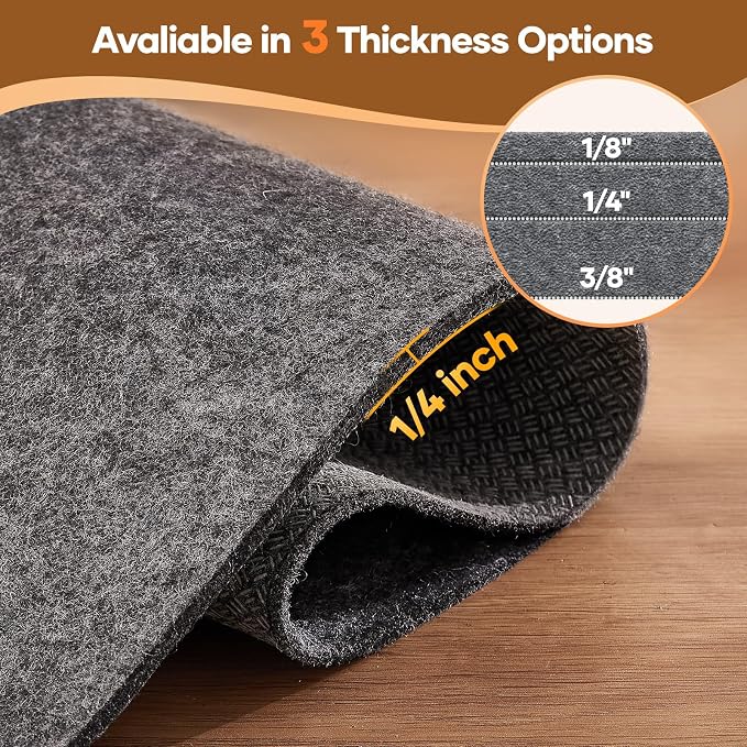 Veken Non Slip Cushioned Rug Pad Gripper 2 x 3 Ft, Felt and Silicone Backing - Image 4