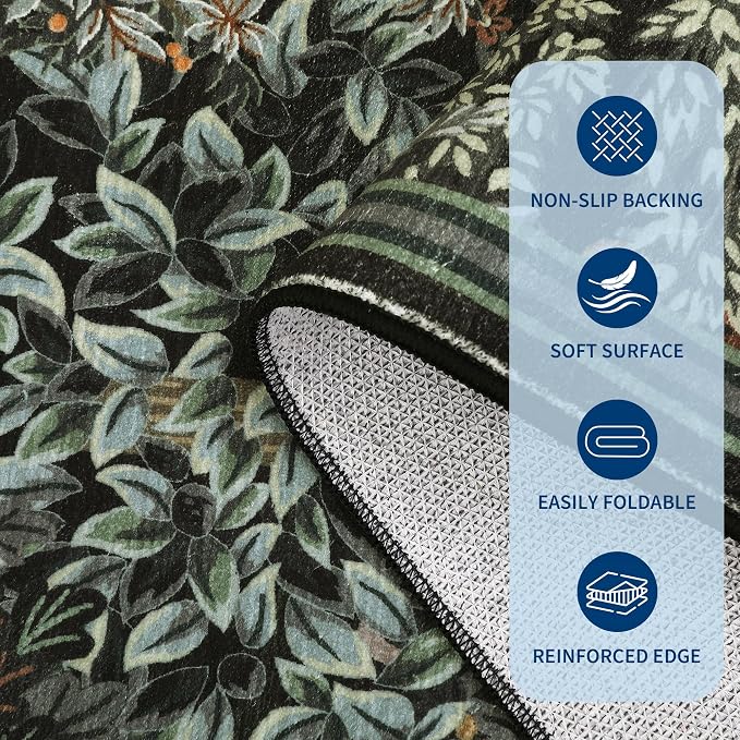GarveeHome Forest Rugs 6x9, Botanical Low Pile Non Slip Stain Resistance - Image 6