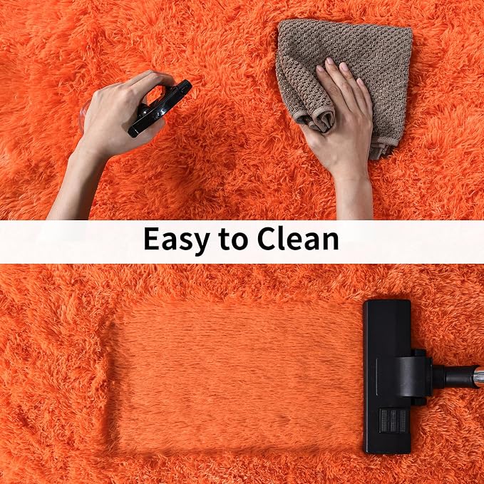 Soft Runner Rugs for Bedroom Hallways, 2x4 Orange Fluffy Shag Throw Area Rug - Image 6