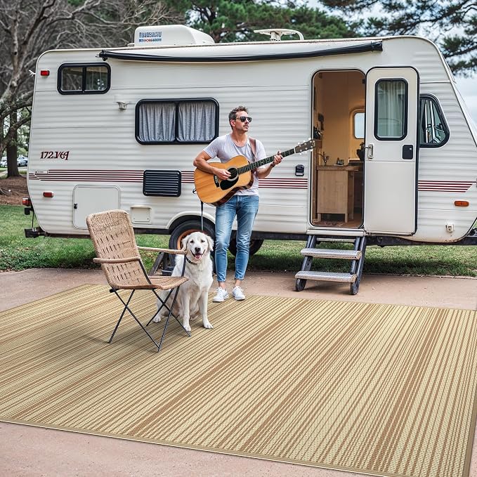 GENIMO Outdoor Rug for Patio Clearance, Lightweight Waterproof RV Camping Mat - Image 4