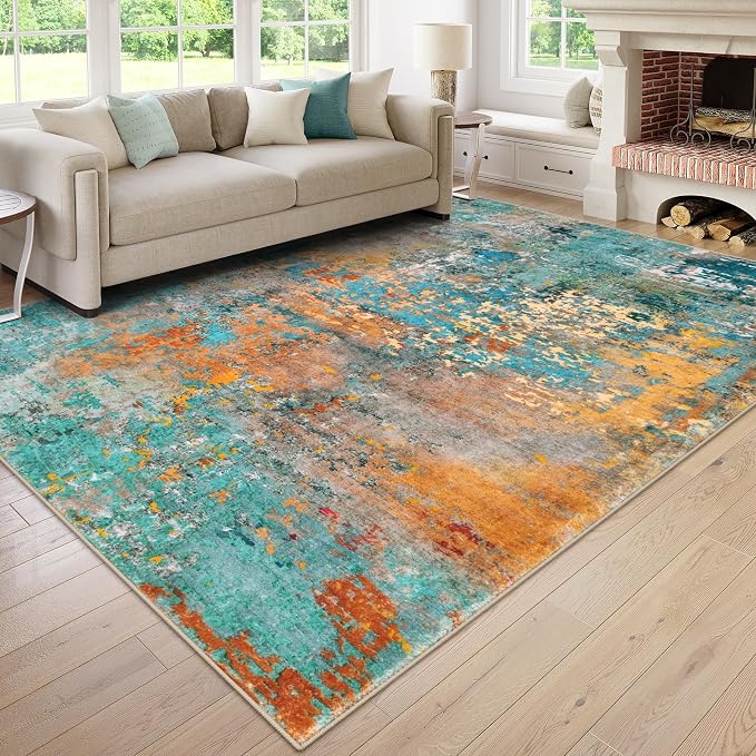 Lahome Modern Abstract Living Room Rug, Washable 8x10 Area Rugs - Image 7