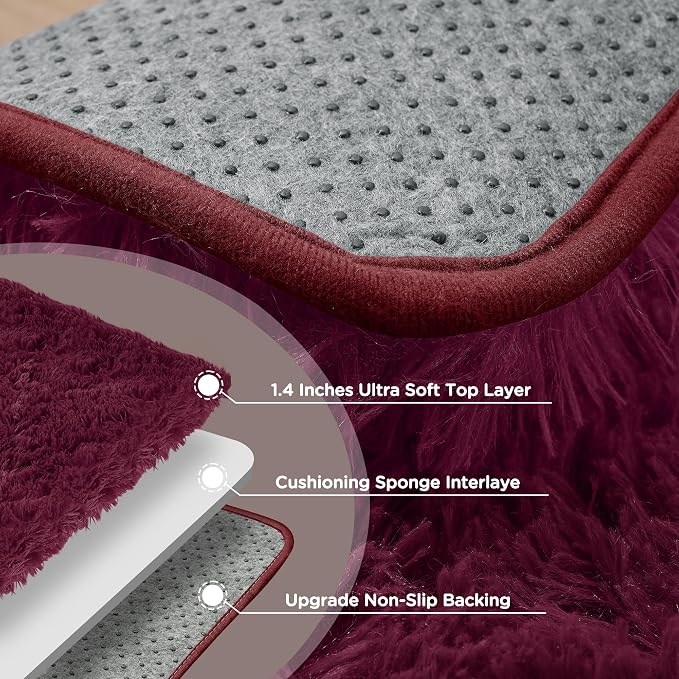 5x7 Burgundy Area Rugs for Living Room, Fluffy Shag Rug for Bedroom Kids - Image 7