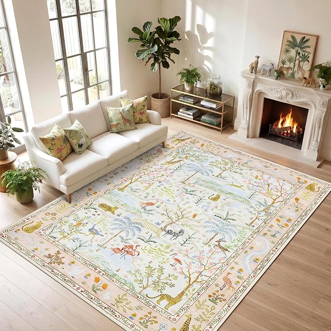 4x6 Whimsical Safari Nursery Area Rug Washable Non Slip Small Living Room Rugs - Image 9
