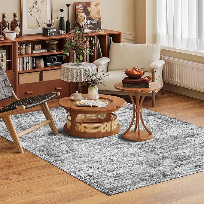 Washable Area Rug 5' x 7' Vintage Traditional Persian Mat - Image 2