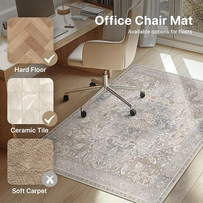 36"x60" Office Chair Mat for Hardwood Tile Floor, Under Desk Carpet Protector - Image 3