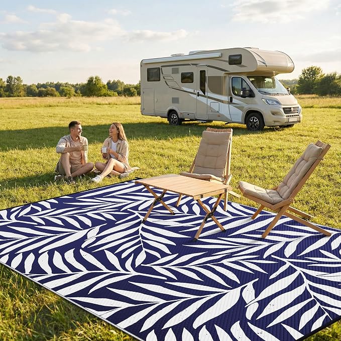 Smiry Outdoor Rug 9x12 ft, Waterproof Reversible Plastic Straw Rugs, Outdoor - Image 2