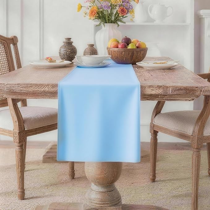 MEANMOY Baby Blue Table Runner 60 Inches Long Waterproof Table Runners | by MEANMOY