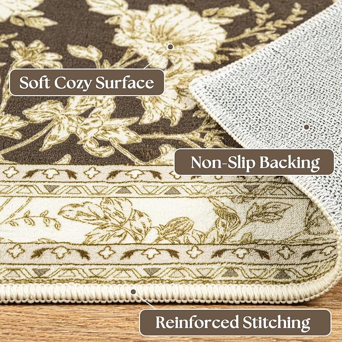 Brown Boho Washable 3x8 Extra Long Hallway Runner Rug, Extra Large Kitchen - Image 3