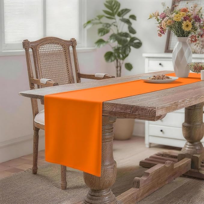 MEANMOY Orange Table Runner 108 Inches Long Waterproof Table Runners | Washable - Image 2