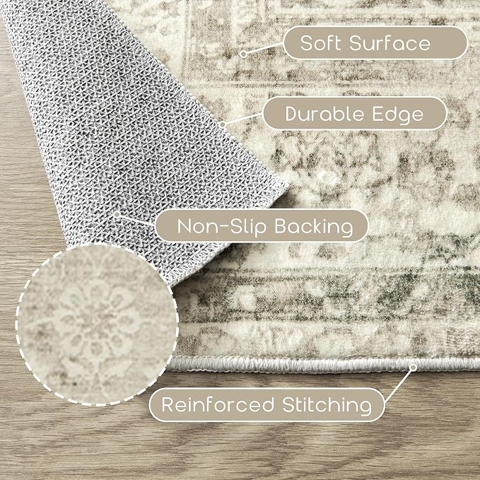 BILEEHOME Cream and Light Tan Rug - Image 3