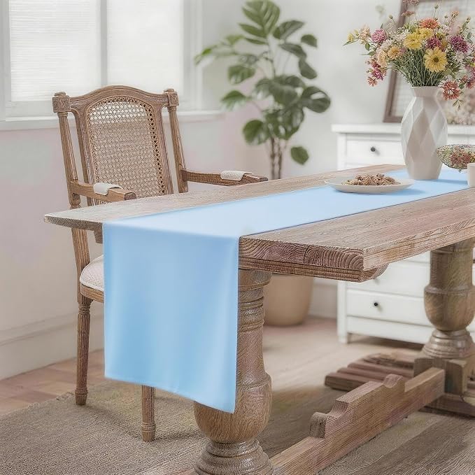MEANMOY Baby Blue Table Runner 36 Inches Long Waterproof Table Runners | - Image 2