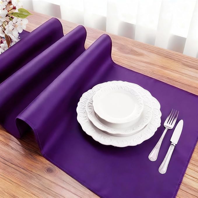 FOLINS&HOME Purple Waterproof Decorative Table Runner 108 Inches Long | 210GSM - Image 3