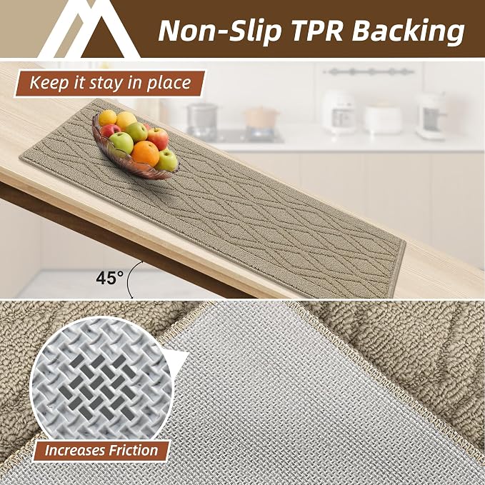 COSY HOMEER 60x24Inch/35X24Inch Kitchen Rugs Sets Non-Slip Washable Kitchen Mats - Image 3