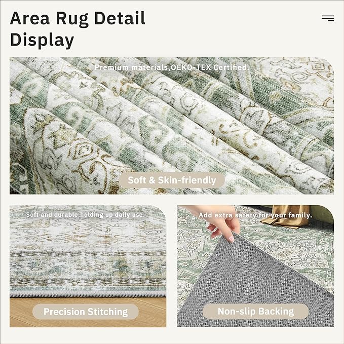 Soalmost 8x10 Area Rugs, Washable Rugs, Large Stain Resistant Area Rug - Image 7